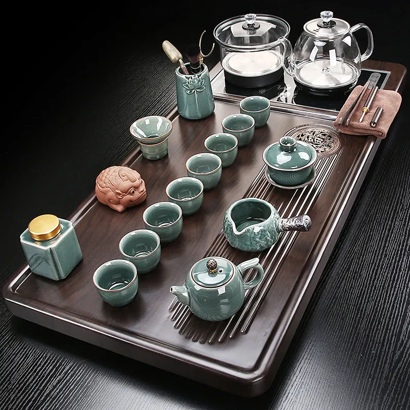 Glass Pot Tea Tray Ceramic Serving Decorative Accessories Table Ceremony Tea Tray Hospitality Valet Bandejas Home Decorationgs
