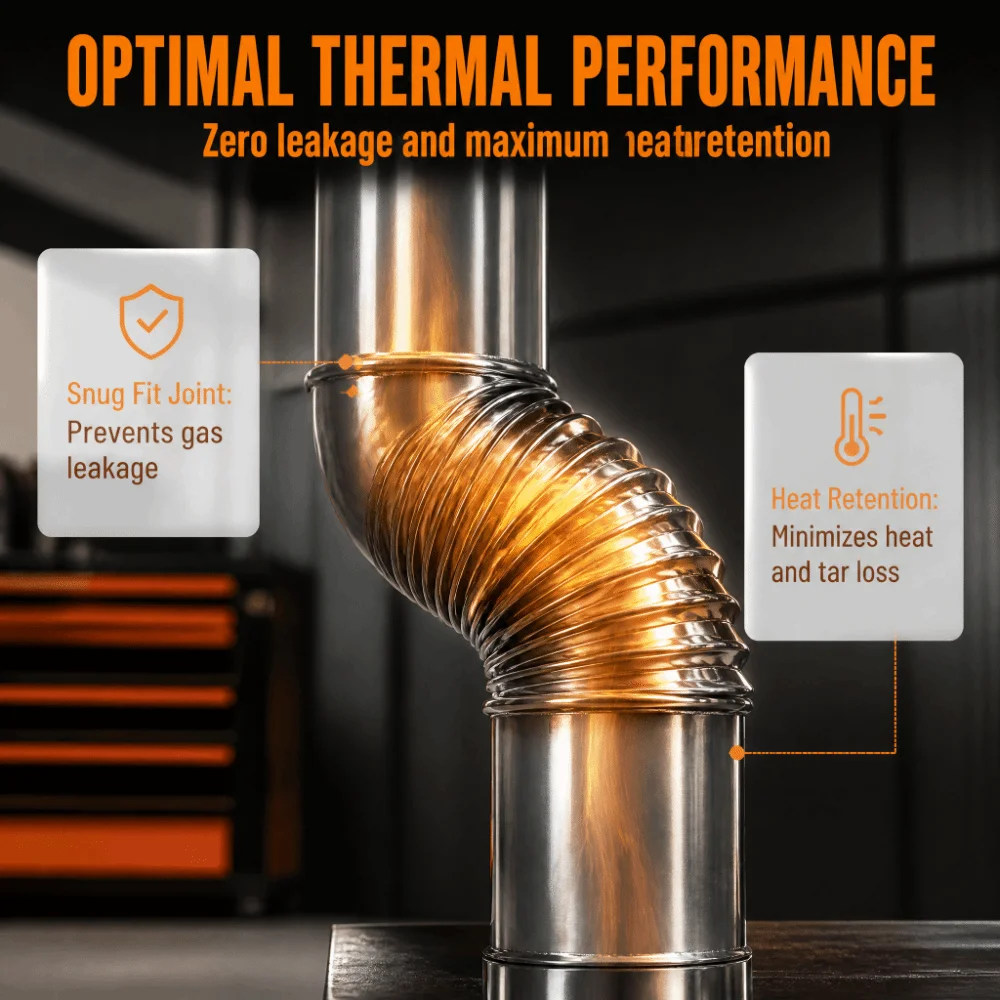 Durable Stainless Steel Stove Pipe Elbow 90 Degree Easy Installation Chimney Elbow Chimney Exhaust Elbow Wood Stove