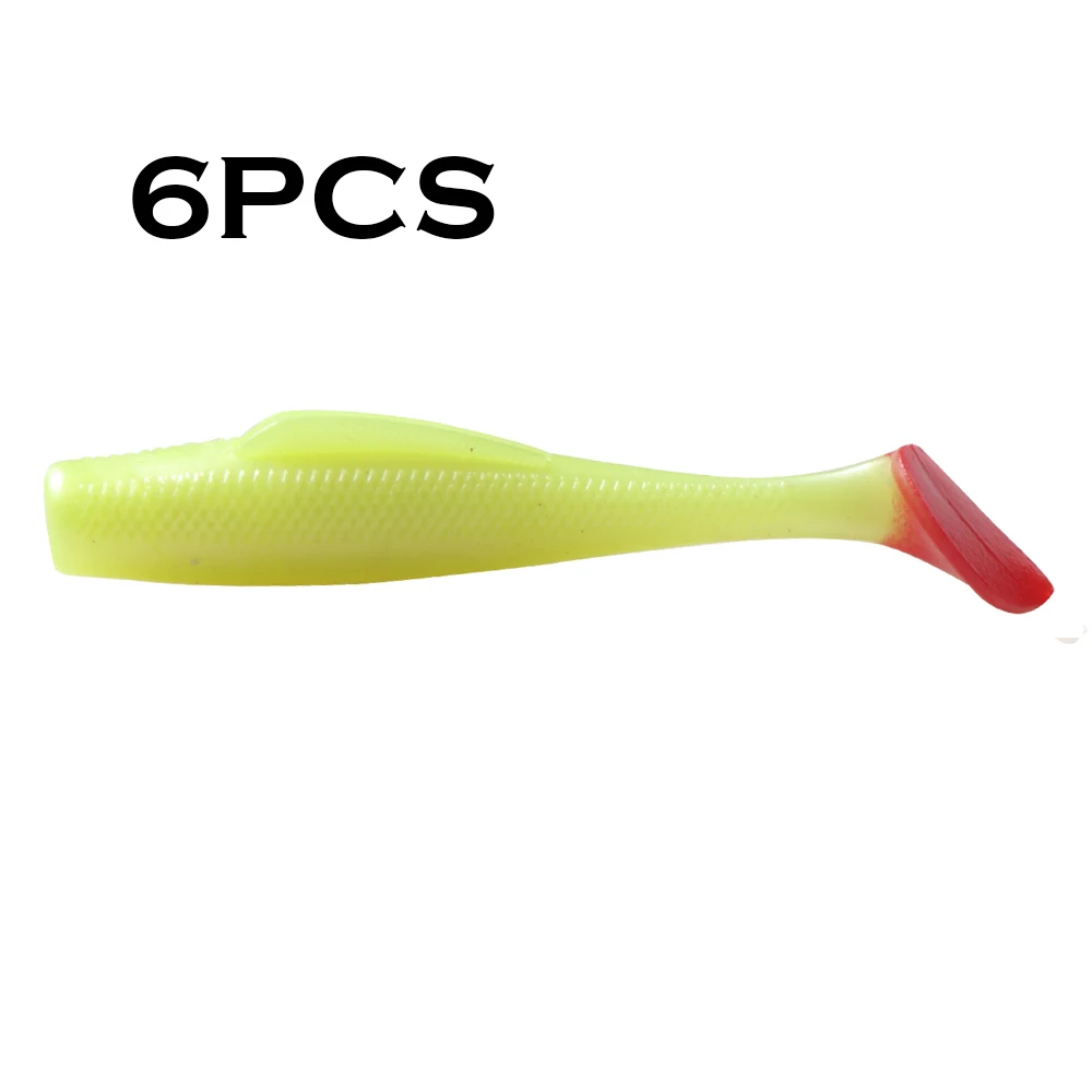 JOHNCOO 6pcsTPR Weiche Köder 80mm 4,8g Weiche Paddle Schwanz Swimbait Angeln Lockt Künstliche Silikon Köder Wobbler weiche Köder
