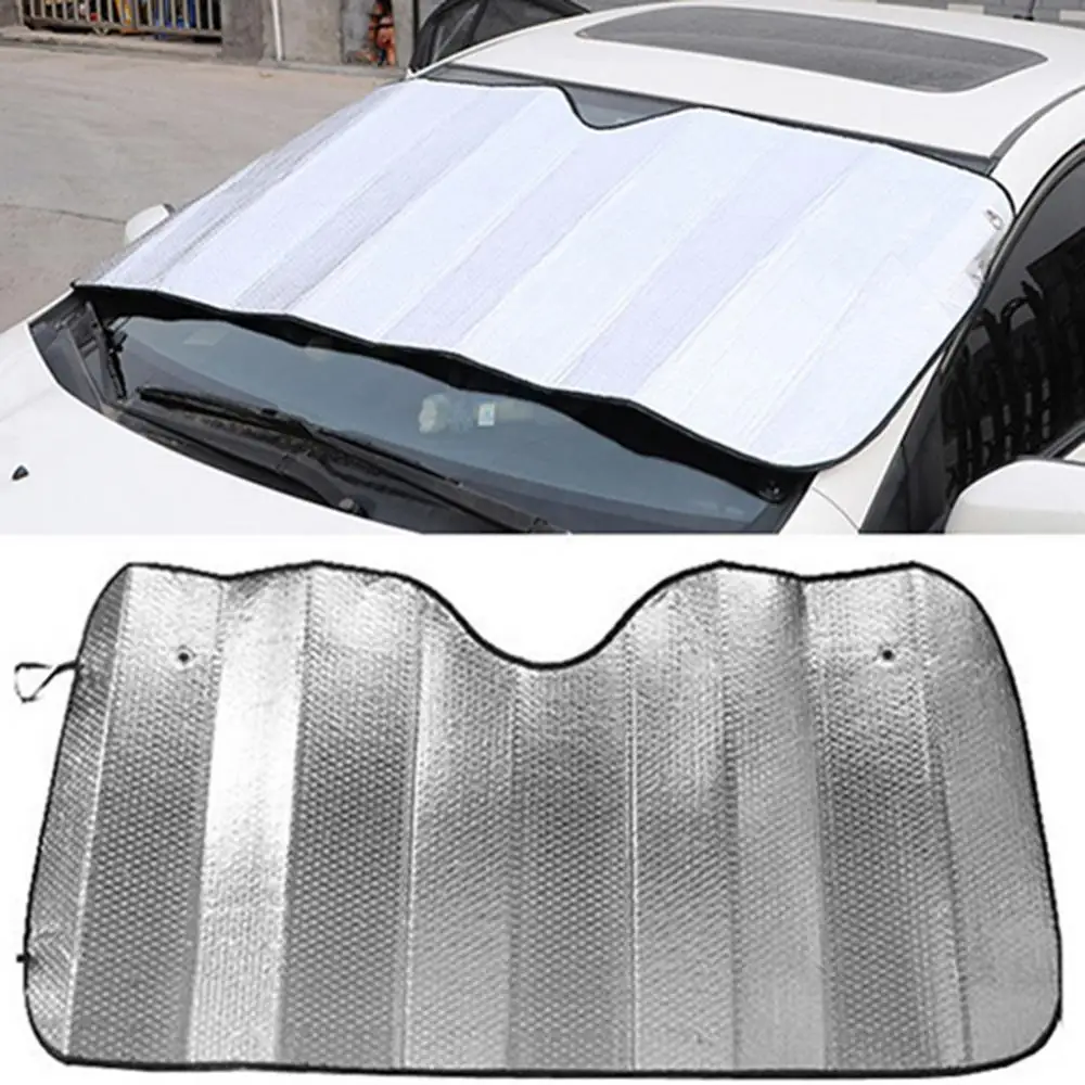 Winter Summer Foldable Car Windshield Visor Cover Front Rear Block Window Sun Shade Silver