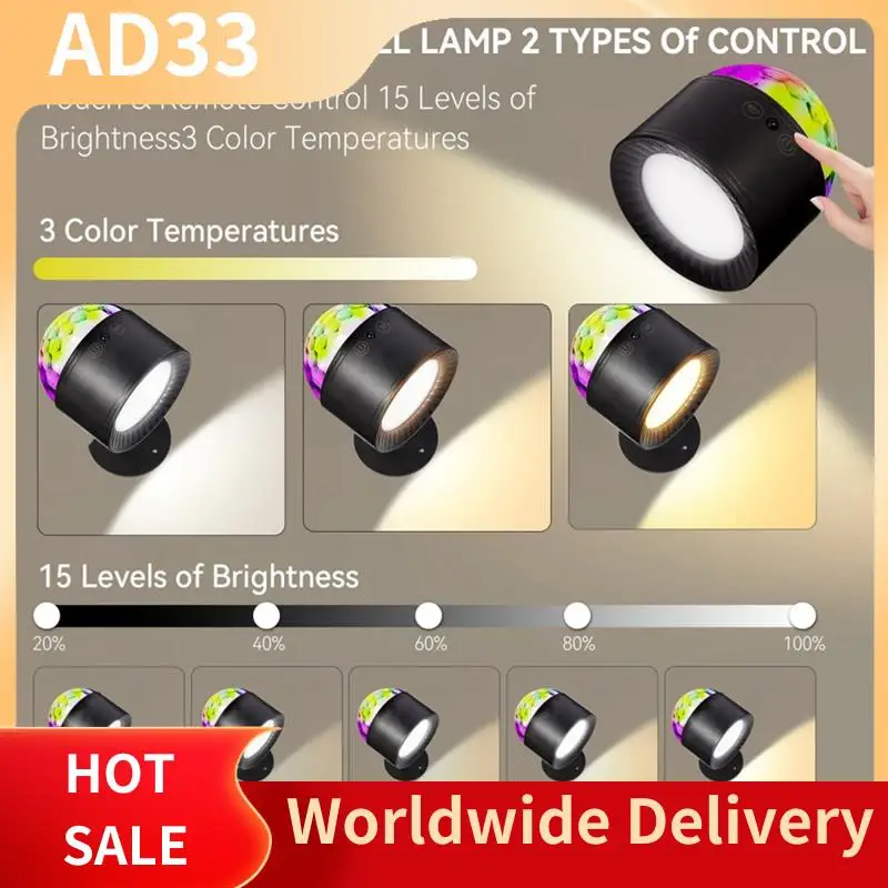 

Top Deals Bedroom Ambient Night Lights 3 Colors Adjustable LED Wall Lamp For Bedroom White