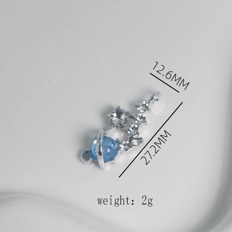 

5Pcs geometry Alloy Charms blue Crystal Planet Meteor Pendant for make diy Handmade Necklaces Bracelet Jewelry accessories