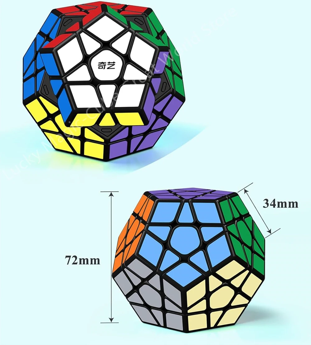 Qiyi Megaminx Velocità Cubo Magico 3x3 Senza Adesivo, Pentagono Velocità Liscia Cubo Magico Dodecaedro Velocità Puzzle Cubo Puzzle 3D