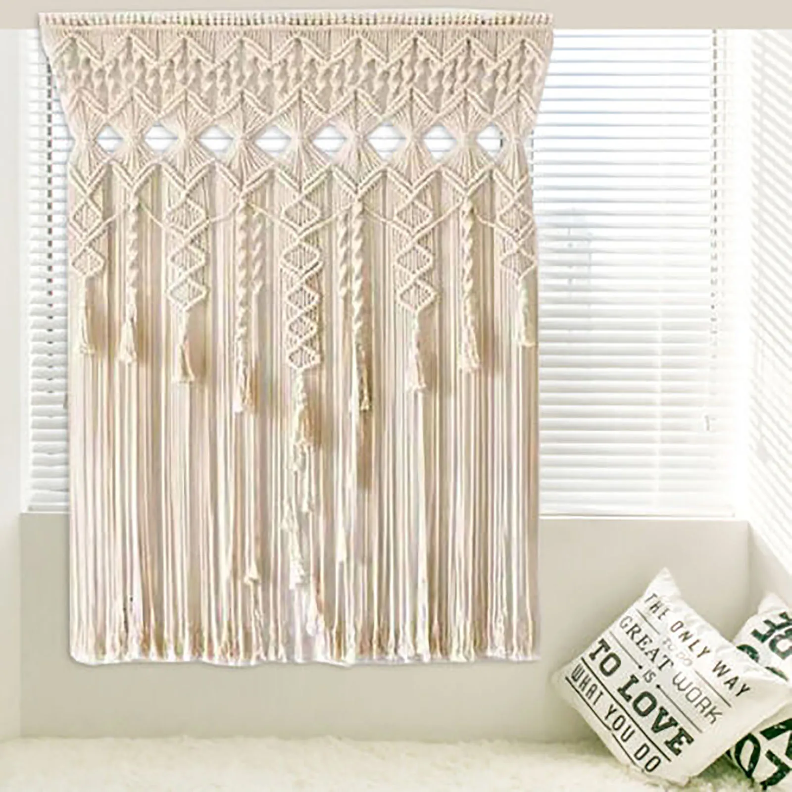 Handmade Macrame Wall Hanging Boho Home Backdrop Door Window Curtain Decor USA