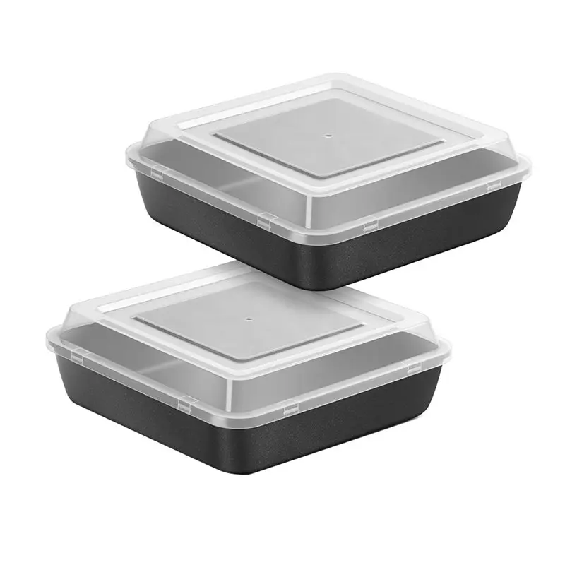 

【OFF-SHELF】Square Baking Pan 8X8 Inch(2Pcs), Nonstick Metal Cake Pans With Lid Set Bakeware For Oven Cooking Lasagna& Brownies