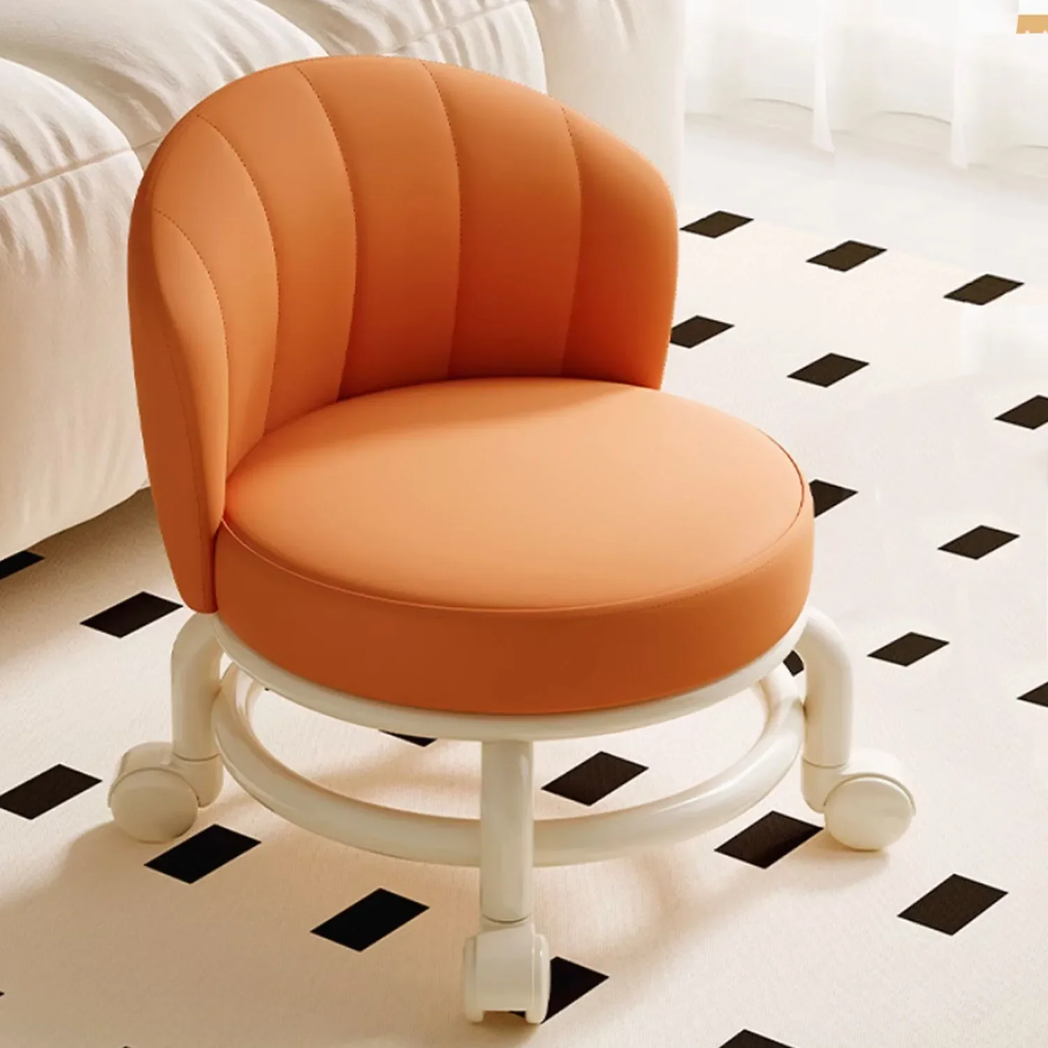 Pulley Stool with Wheels, Low Stool Door, Shoe Changing Stool, Small Stool, Movable Backrest Stool, Comfortable for Children