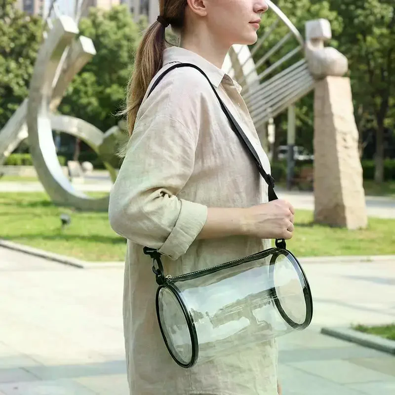 Stylish Transparent Laser Crossbody Bag for Women Cylinder Mini Shoulder Purse for Parties and Street Fashion