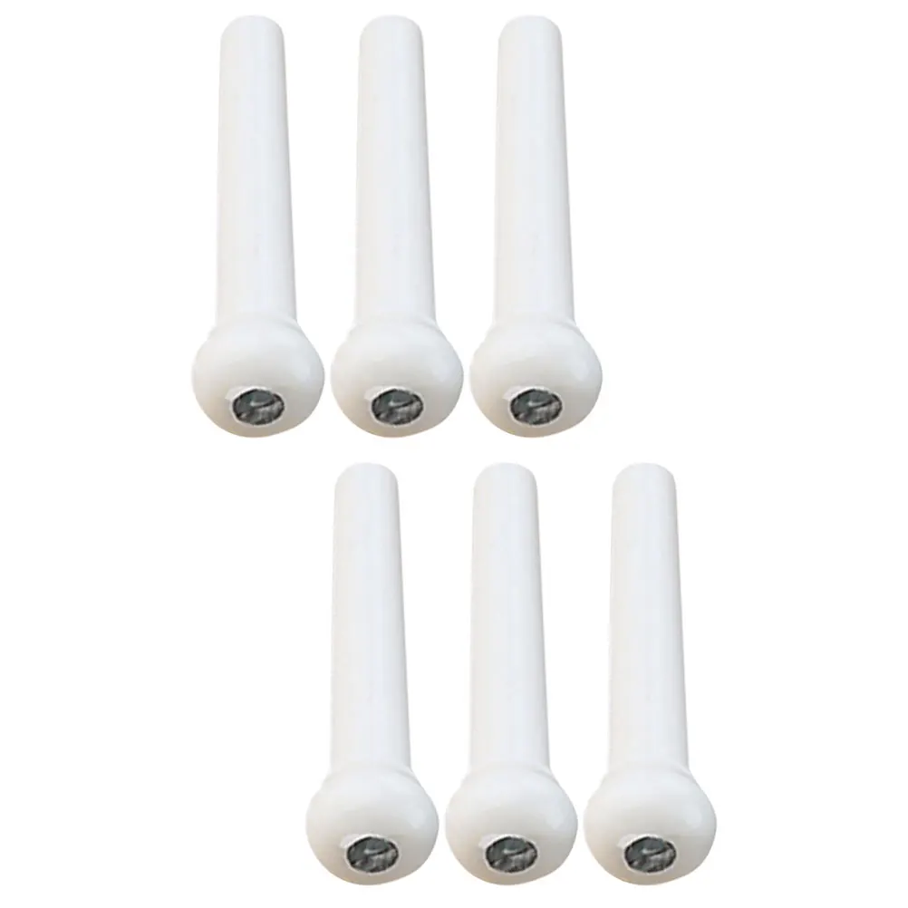 

6 Pcs White Plastic String Nails Acoustic Guitar Pegs Bridge Pins Component for Beige Tuning
