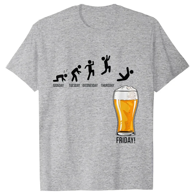 Funny T-Shirts for Men Drinking Lover Y2k Tops Oversized Clothing Short Sleeve Friends Friday Beer Day Weekend Party Streetwear