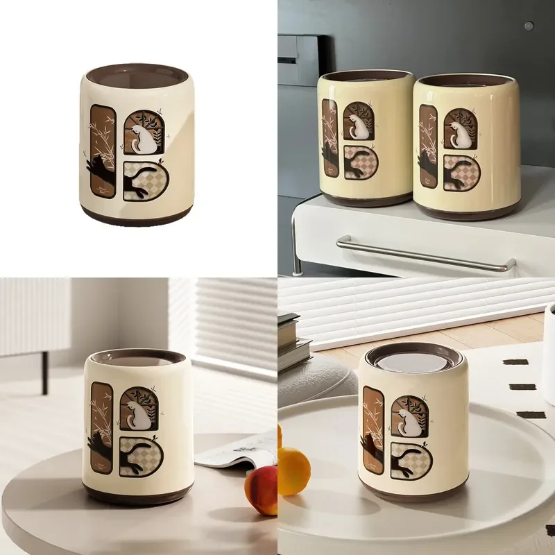 Vintage Style Desktop Waste Bin Creative Countertop Storage Bucket Cute Home Office Decor Small Trash Can