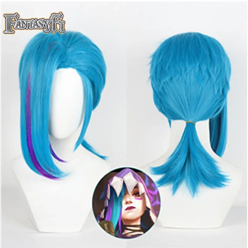 LOL Arcane Temporada 2 juego Cosplay Vi pelo negro y rojo Jinx azul largo Braidor pelo corto mujeres hombres peluca para fiesta de Halloween
