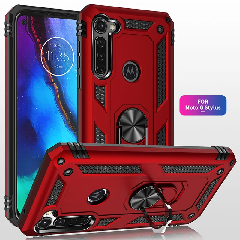 Armor Shockproof Case For  Motorola G6 G7 G8 G9 G10 G20 G30 G40 E6 E7 Powe Play Plus G Stylus 5G Plus Z4 Magnetic Ring Stand