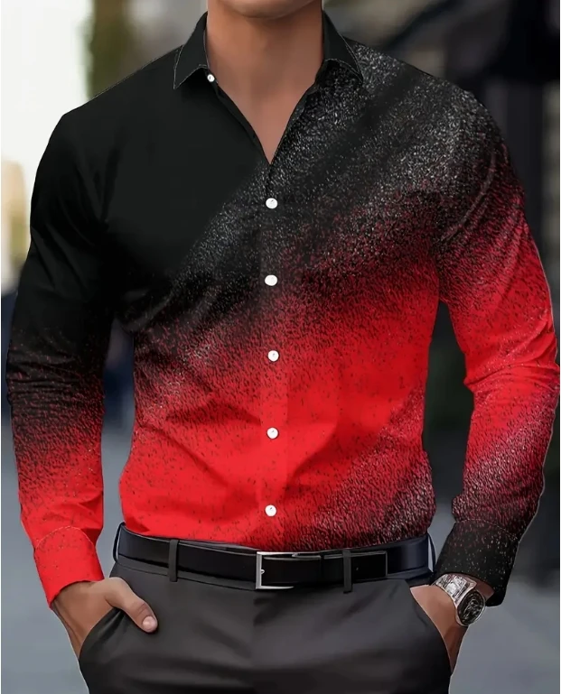 Men's Shirts 3D Print Modern Geometric Long Sleeve shirts Casual Lapel full sleeved Business shirt for Men Oversized clothing,