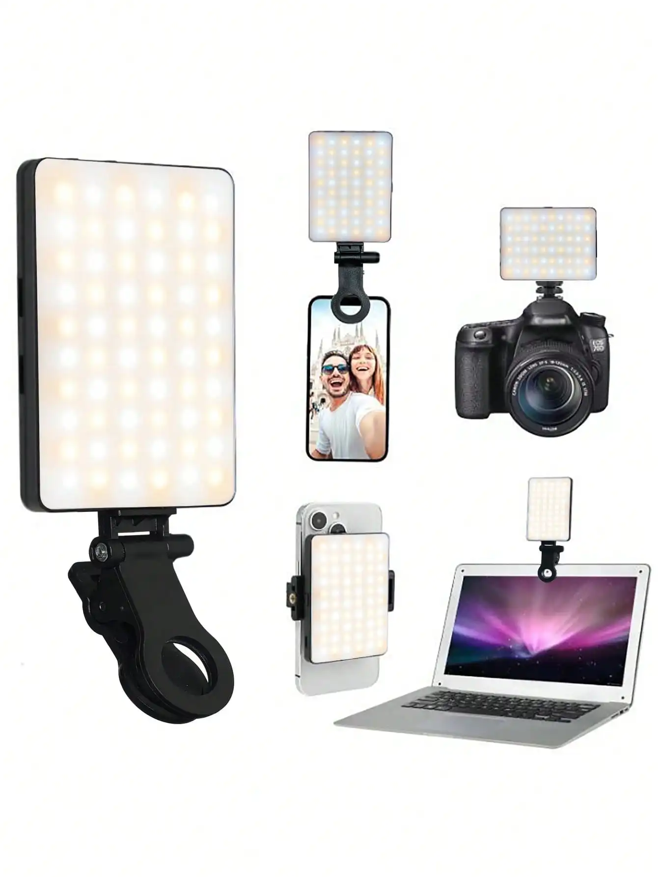 1 PC 60 LED Fill Light Selfie Light Phone Light 3 In 1 Light Color Changeable White / Warm White Dimmable Brightness Type-C 5V Rechargeable Pink / White / Black / Purple Fill Light For Photography Online Meeting Phone, Camera, Laptop, , Video Conference