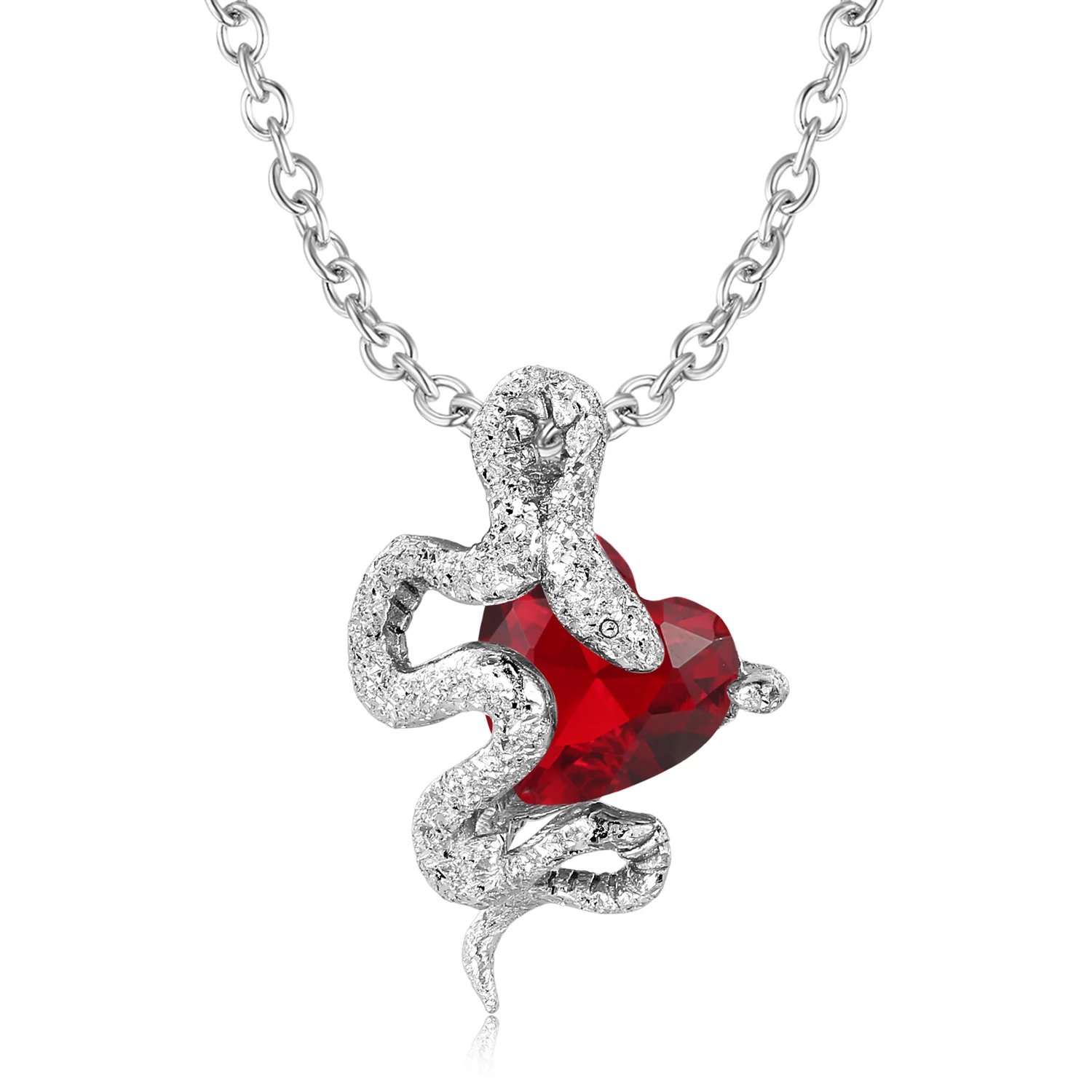 STILLHOUSE Forbidden Love 925 Sterling Silver Snake Heart Color Zircon Pendant for Women Birthday Gift Fine Jewelry Necklace