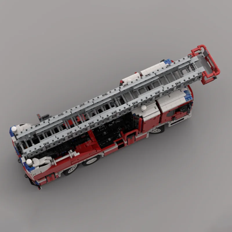 모크 빌딩 브릭스 모듈형 소방차 회전 사다리 모델 기술 블록 크리스마스 DIY 장난감 건설 선물