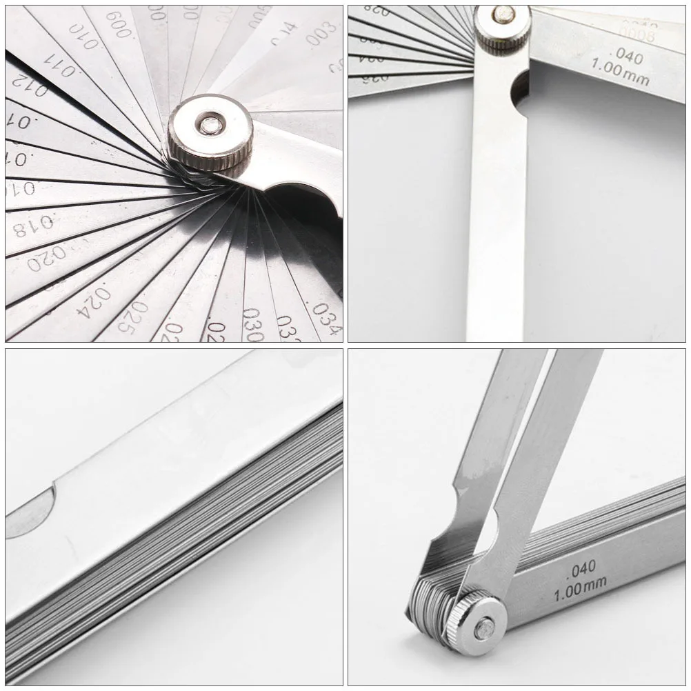 

32 Blades Foldable Stainless Steel Feeler Gauge Thickness Gap Measuring Tool Dual Marked Metric Imperial for Tappet Ring Spark
