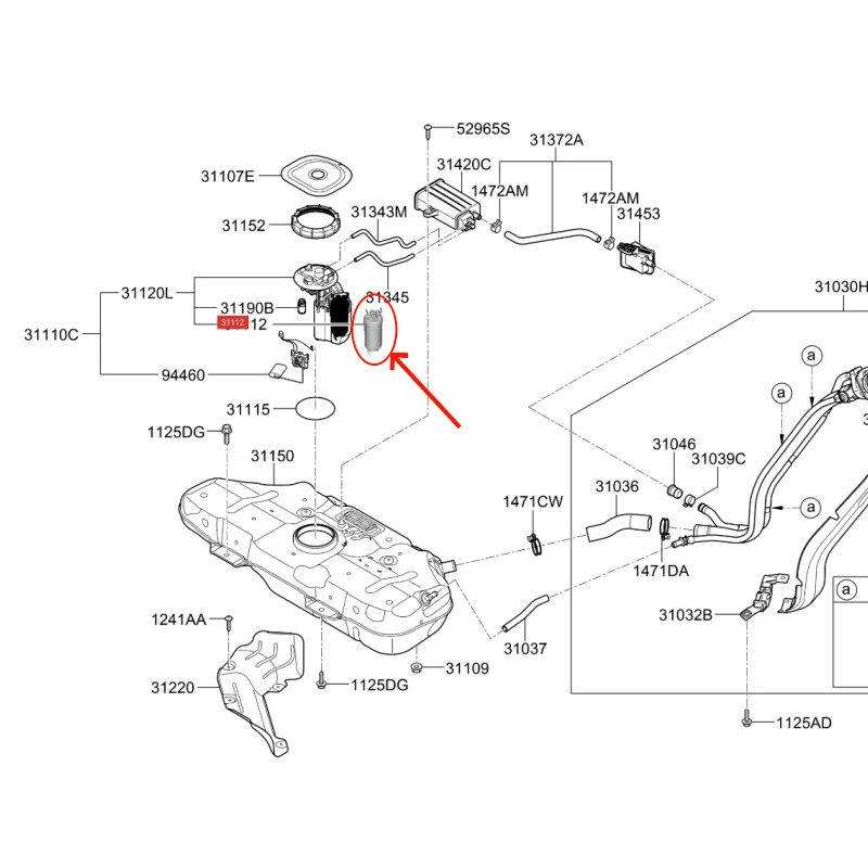 31112-D0000 Fuel Pump Filter For Hyundai Reina 2017-2020