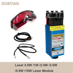 Moduł laserowy 2.5W/3.5W.5.5W 450nm 33mm dostosowuje ostrość niebieski laser grawerowania i cięcia TTL/PWM sterowanie rura laserowa diodą + okulary