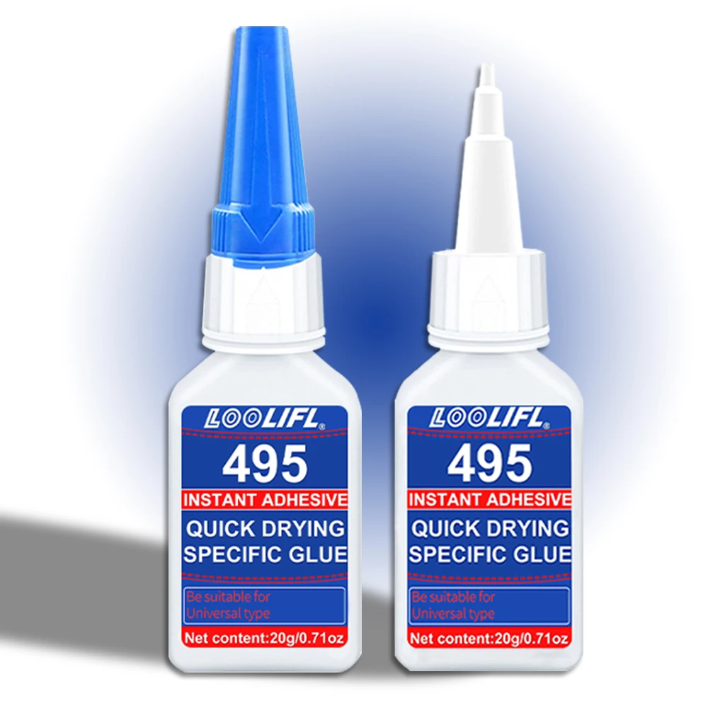 Loolifl 495 Instant Adhesive 20g Quick Drying Super Glue Universal Cyanoacrylate Glue for Plastic Metal Rubber Ceramic Repair