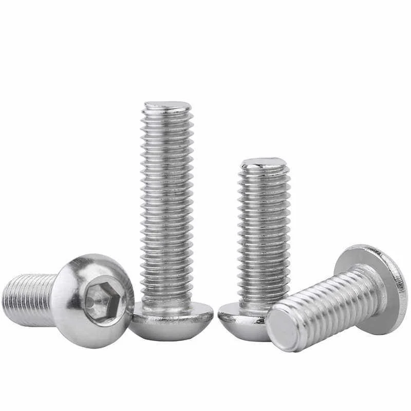 10pcs 304 Stainless Steel Button Head Hex Socket Screws M3 M4 M5 Mushroom Head Bolts Rustproof Wear Resistant Fasteners