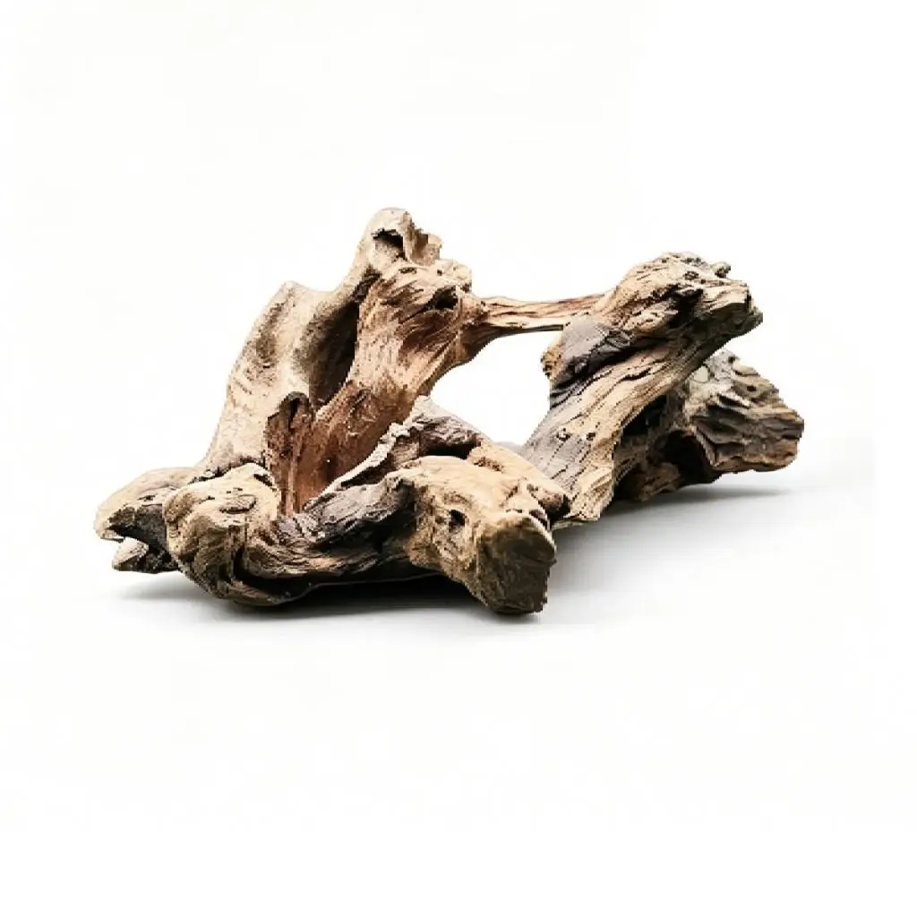Aquarium Driftwood Wood Log Ornaments with Glossy Painted Mini Figures Moss Landscape Base for Aquarium