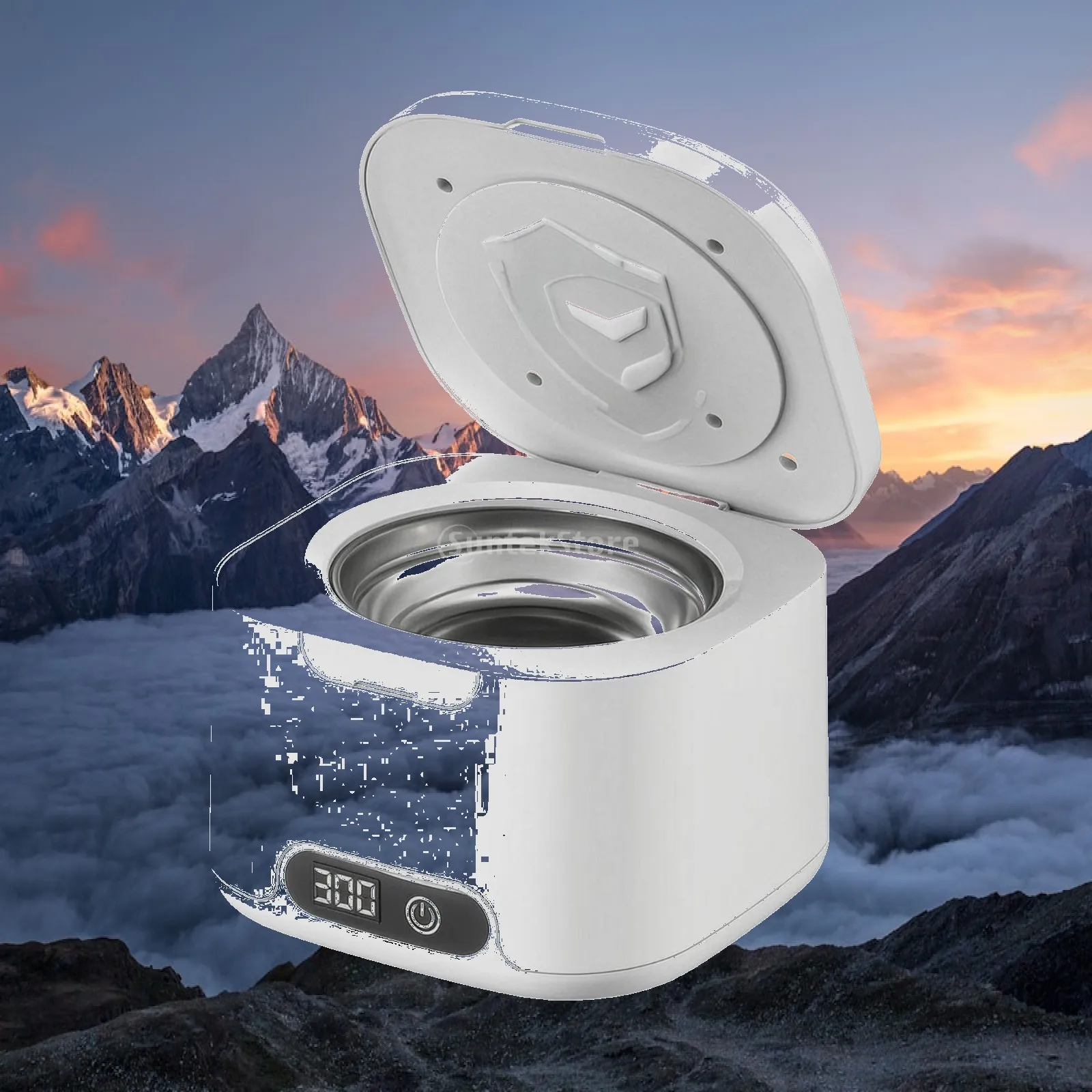 Efficient Ultrasonic Cleaner for Silver Polish Jewelry Care Makeup Brushes with Digital Display White