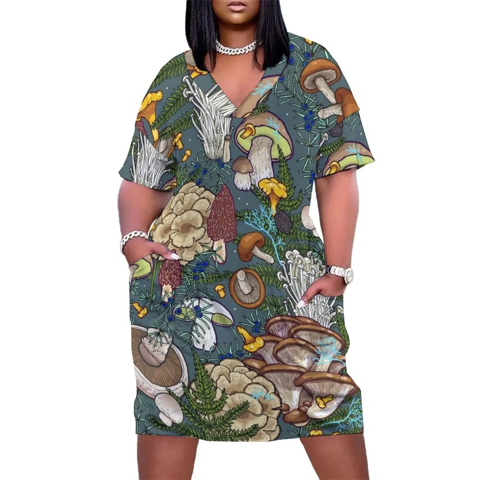 

mushroom forest Loose Pocket Dress dresses ladies 2024 summer Clothing female