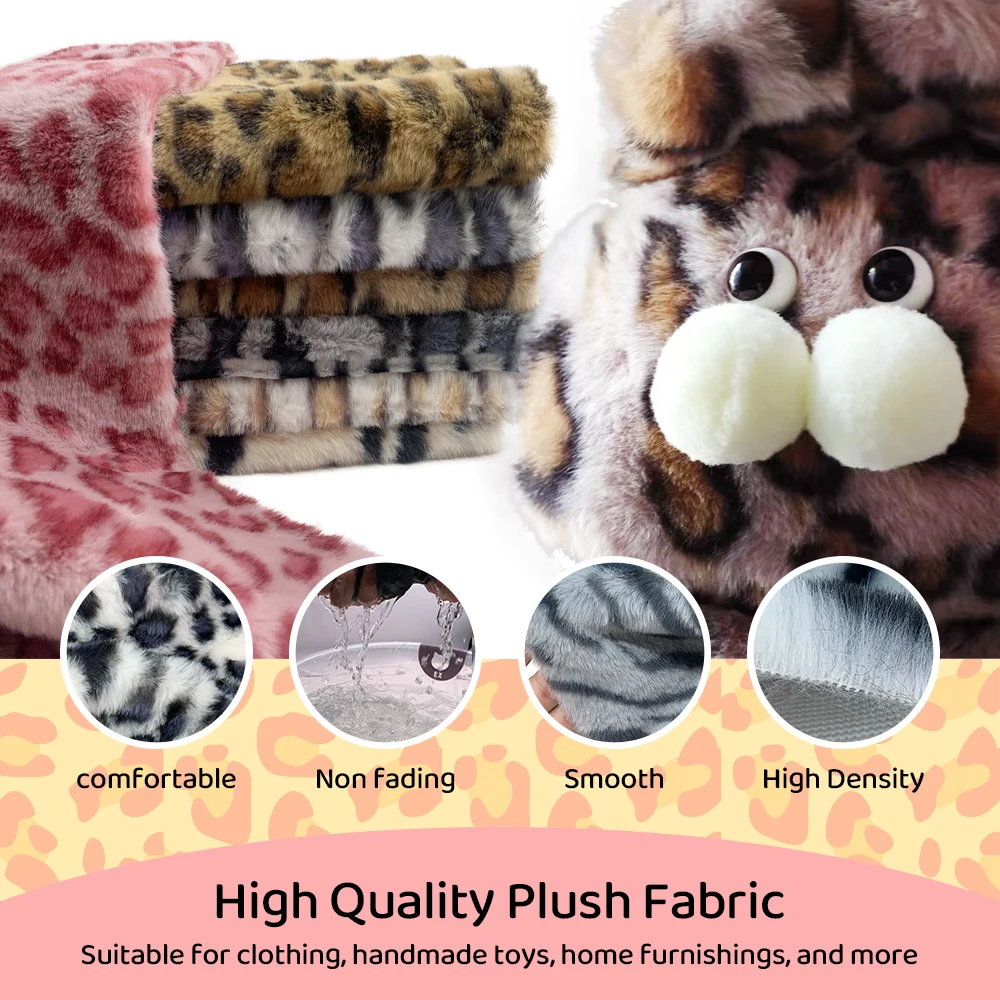 1mm pile Vintage Leopard Tiger Artificial Fur Fabric For Handmade Craft Clothing Bag Hair Accessories DIY Quilting Materials