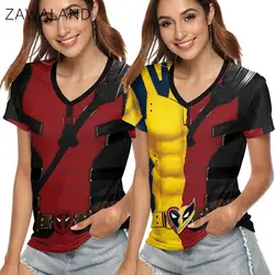 Zawaland Halloween Costume Moive Wolverine Female Deadpool Cosplay T Shirts Adults Superhero Top Tee Women Party Fancy Dress