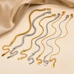 Round Snake Chain Bracelet for Women, Herringbone Link Bracelet, Stackable Stainless Steel 18kGold Plated Jewelry 1mm-3mm