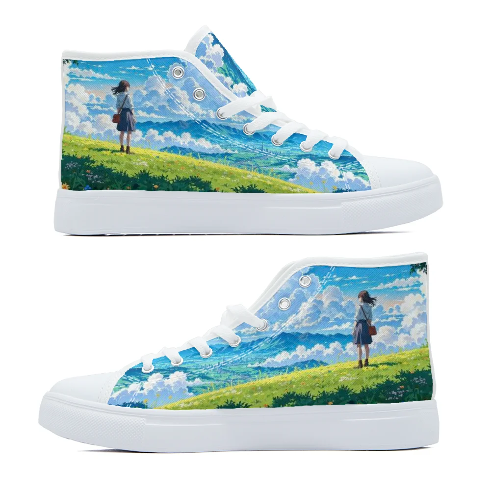 

Customzed Anime-themed landscape-themed casual high-top canvas shoes, fashion shoes campus sneakers sport shoes