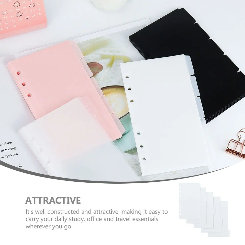 

1Set Binder Pouches 6 Holes Plastic Folders Bag Lightweight Storage for Receipts Checks Bills