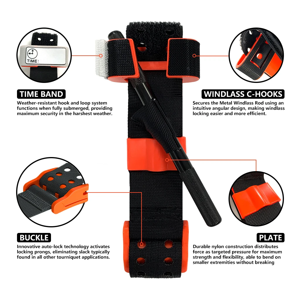 Imagem -02 - Tactical Extremidade Hemostática Tourniquet 100 Nylon Composto Resgate de Emergência ao ar Livre Primeiros Socorros Ifak Engrenagem