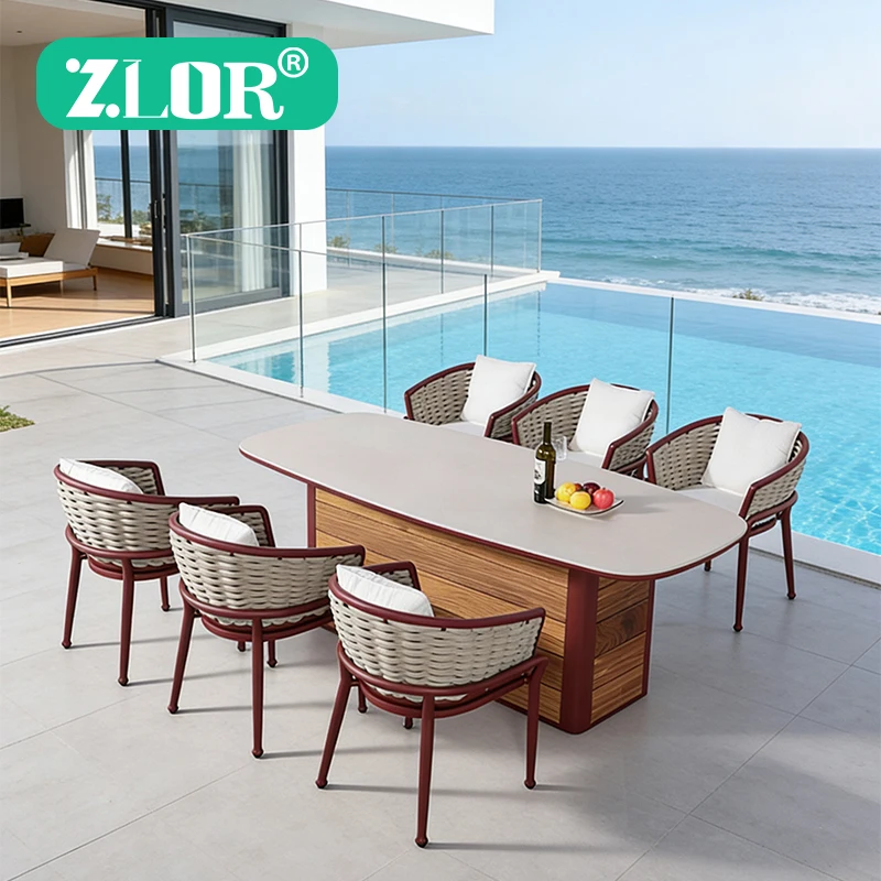 Modern Square Metal Outdoor Dining Table Set-Durable Waterproof UV-Resistant Finish Kitchen & Outdoor Use 3-Year Warranty