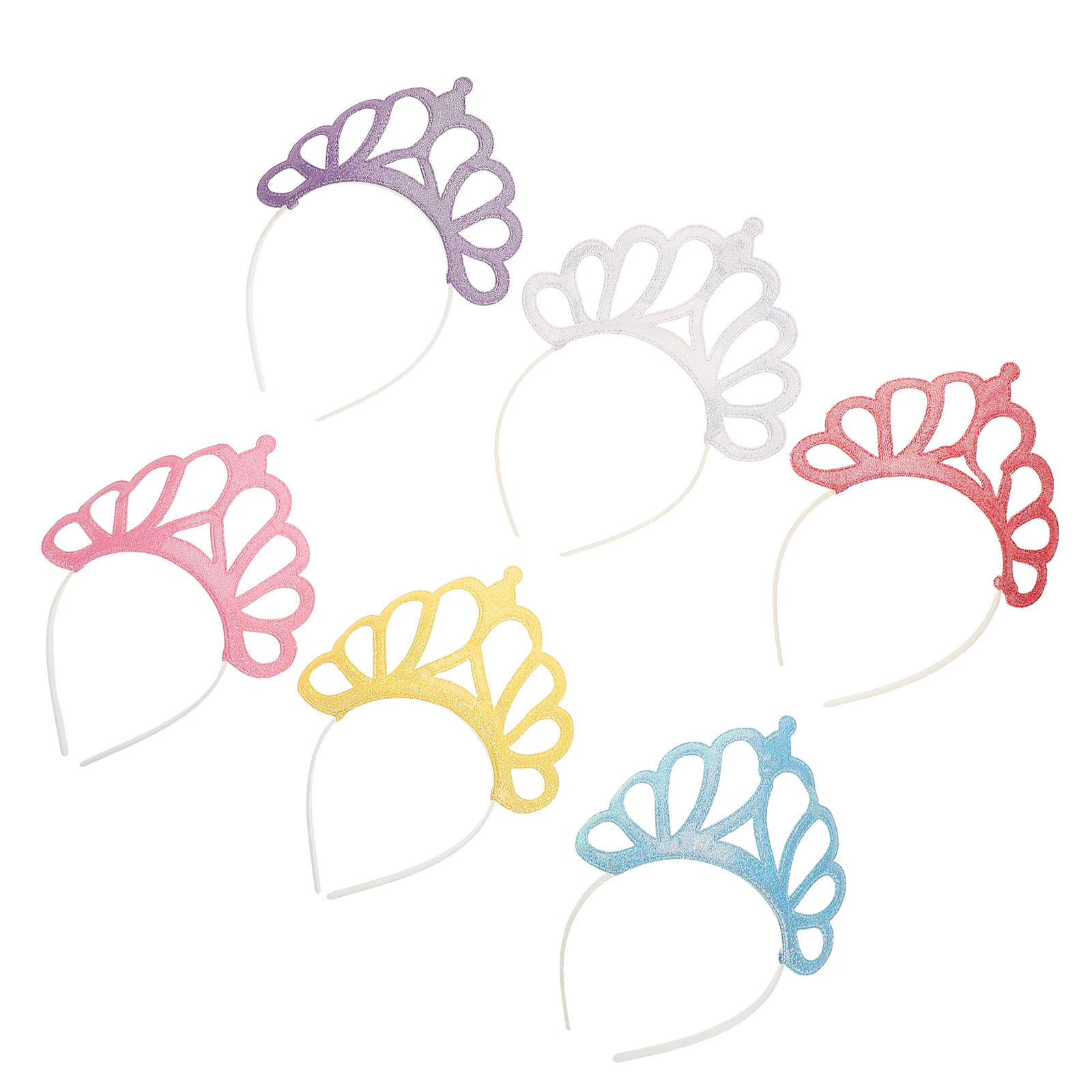 

6pcs Princess Dress up Accessories Crown Toddler Girls Hair Birthday Headband Bows Clips Baby Tiaras Party Hats Lightweight