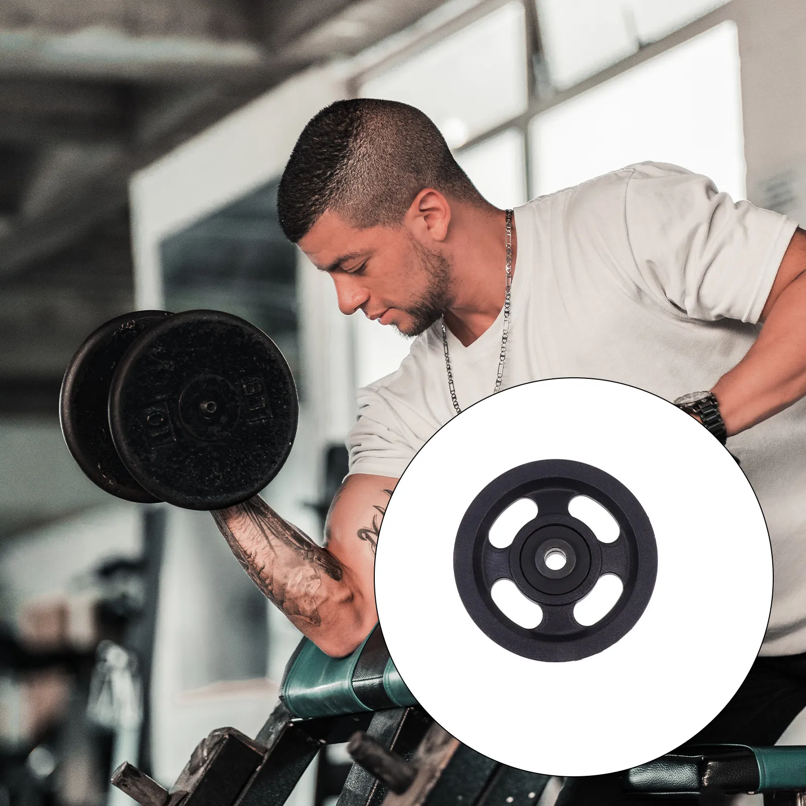2Pcs Gym Pulley Wheel Accessory with Sturdy Iron Core PP Material for Smooth Range of Motion Exercise