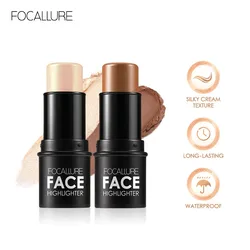 FOCALLURE-Bâton de contour surligneur, poudre éclaircissante, fard à joues léger, maquillage cosmétique, crémeux, bergame, miroitant, 18 couleurs