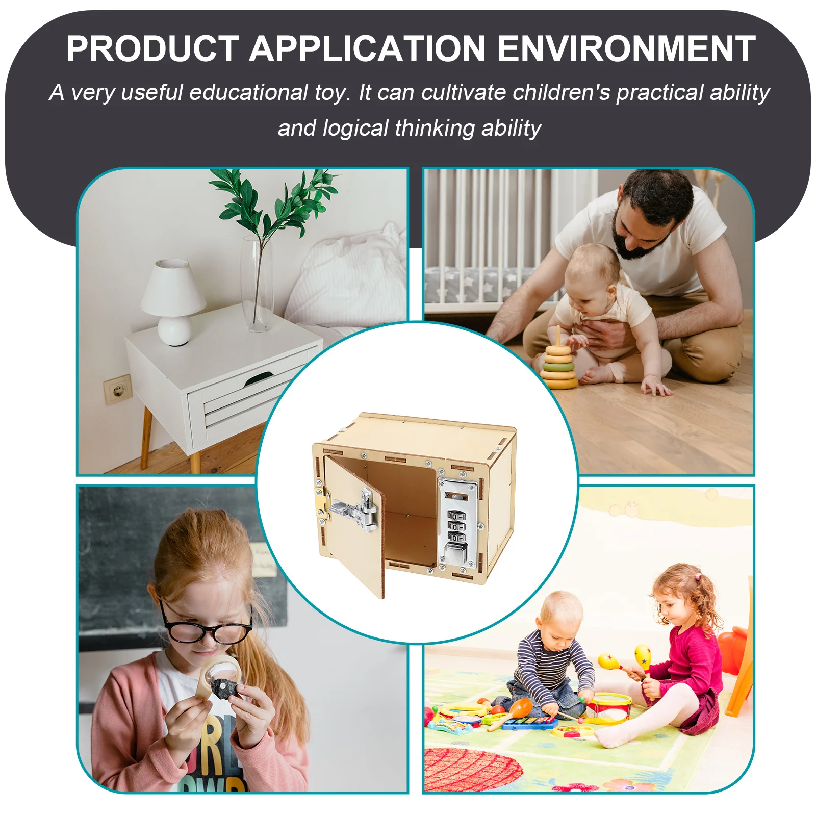 1 set 1 set scatola password in legno kit fai da te puzzle educativo durevole per bambini lucchetto fatto a mano gioco scatola del tesoro gioco di puzzle