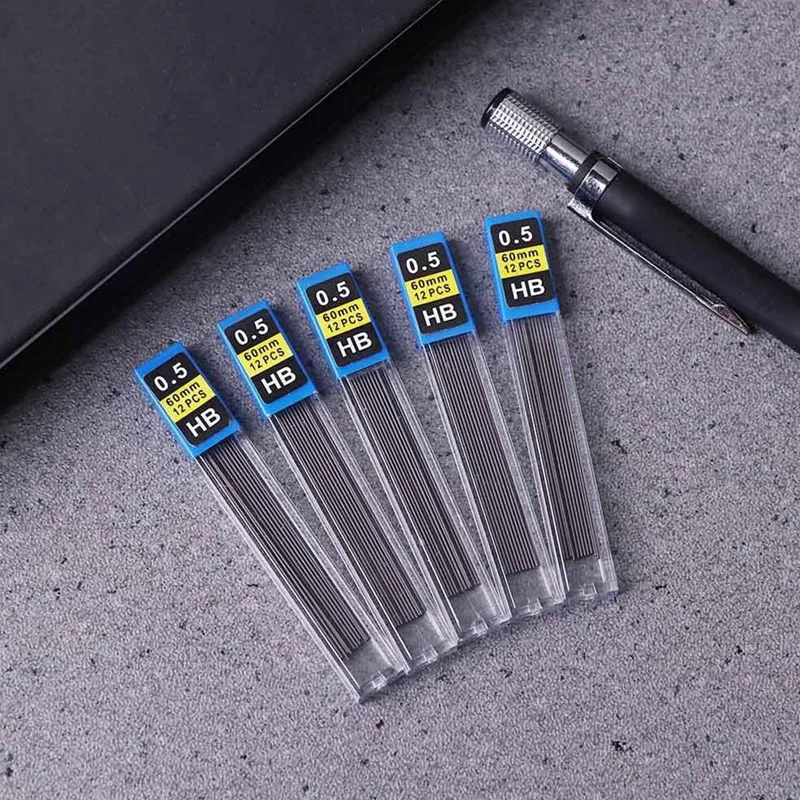 1.3Mm Thick Pencil Refills For Intense Writing, 5 Pieces Stationery Set For Students