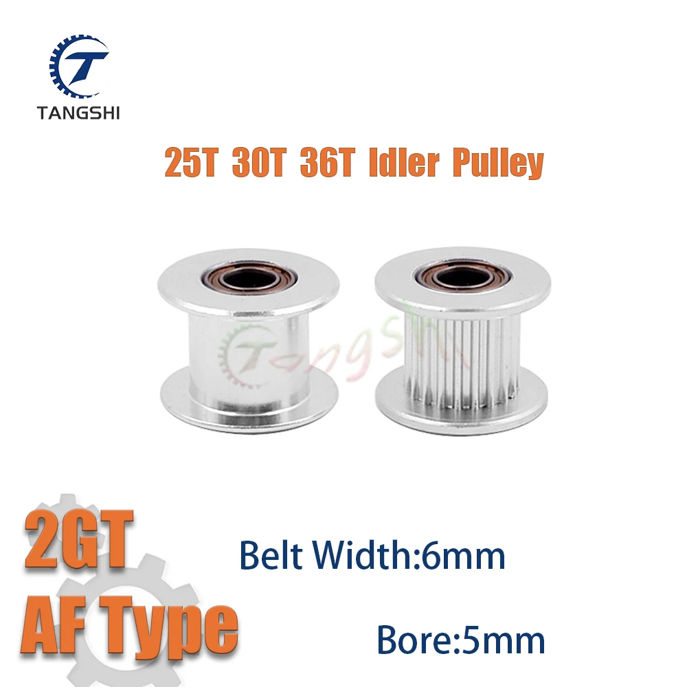 2GT 25T 30T 36T Idler Timing Pulley Bore 5mm Belt Width 6mm 25/30/36Teeth synchronous Wheel Idler Pulley 3D Printer Accessories