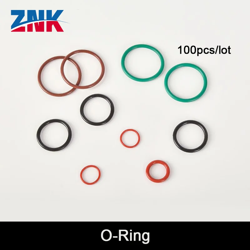 ZNK 100pcs/lot Laser Machine Sealing Rings O-Rings Black NBR Nitrile Rubber High Temperature Resistant Green FKM Fluororubber