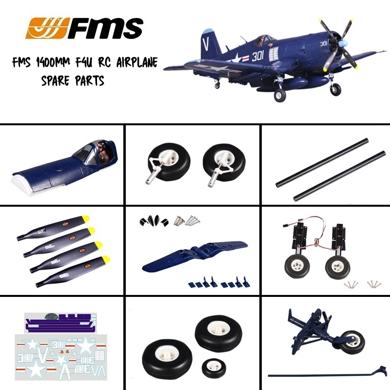 Fms 1400mm F4U RC Airplane Main Wing Vertical Tail Flat Tail Canopy Propeller 6s Delay Device Landing Gear Spare Parts