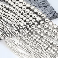 Round Hematite Silvery Balls Beads Loose Spacer Beads For Jewelry DIY Bracelets Earrings Pendants Accessories 2/3/4/6/8/10mm