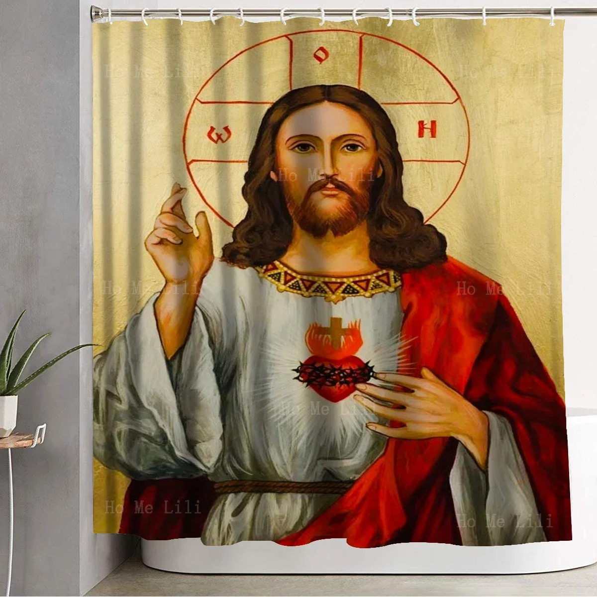 Jesus Christ Sacred Heart Virgin Mary It Is Truly Meet Icon Mother Of Perpetual Help Shower Curtain By Ho Me Lili Bath Decor