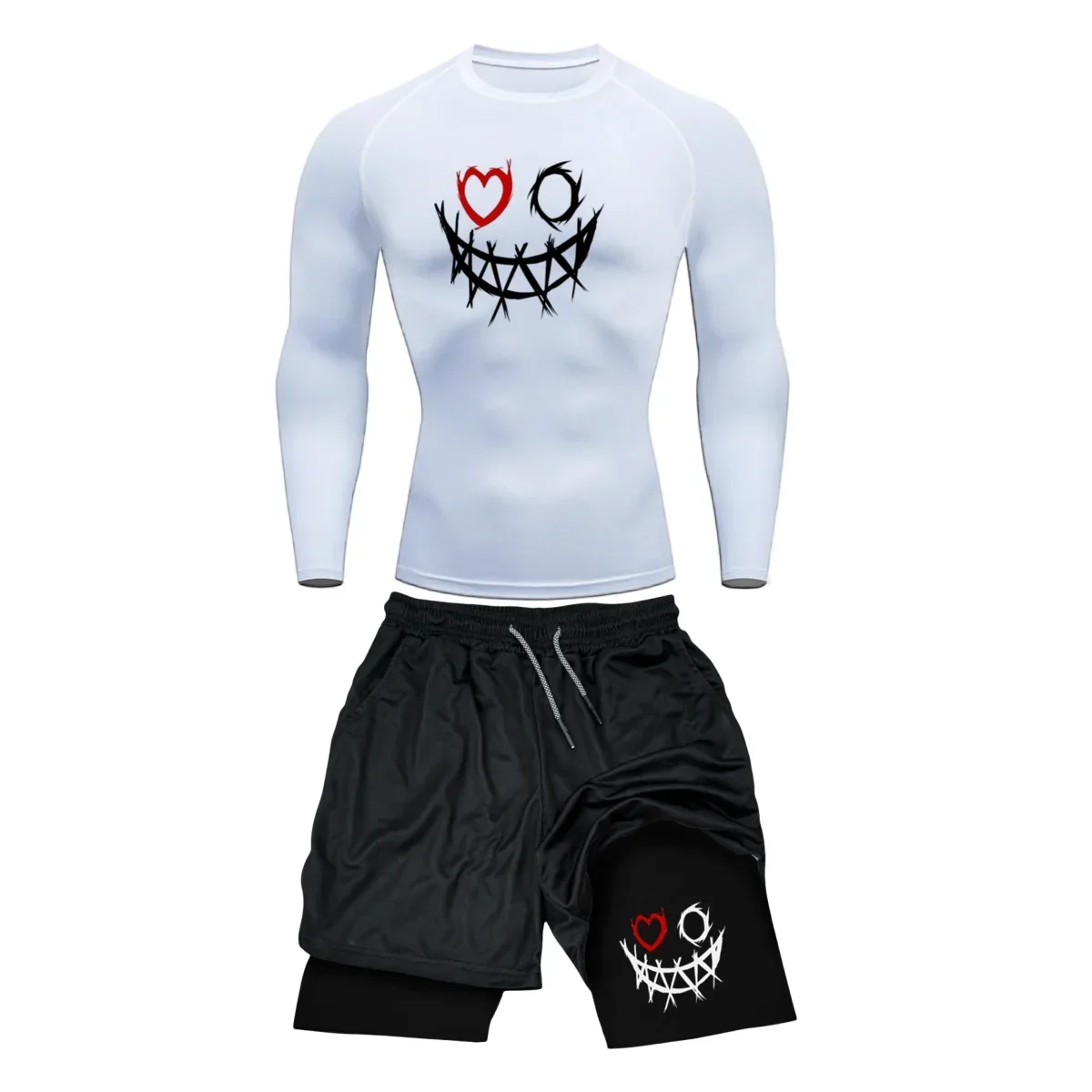 2 pezzi tuta sportiva a compressione da uomo PALESTRA sportiva attillata set da yoga allenamento jogging MMA abbigliamento fitness tuta pantaloni sportivi