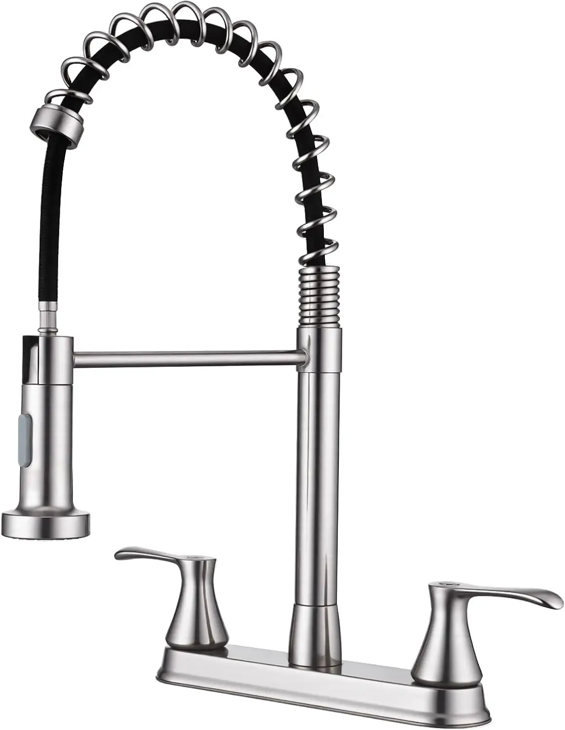 

Stainless Steel Kitchen Faucet with Pull Down Sprayer, 360° Rotating Spout for 3 Hole Sink