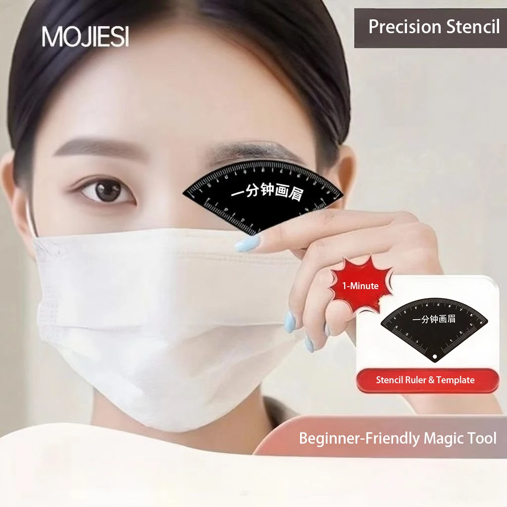 Brow Shaping Kit van 1 minuut voor beginners: stencilliniaal en gids - snel ontwerp, wenkbrauwmapping, precisieliniaal en gids