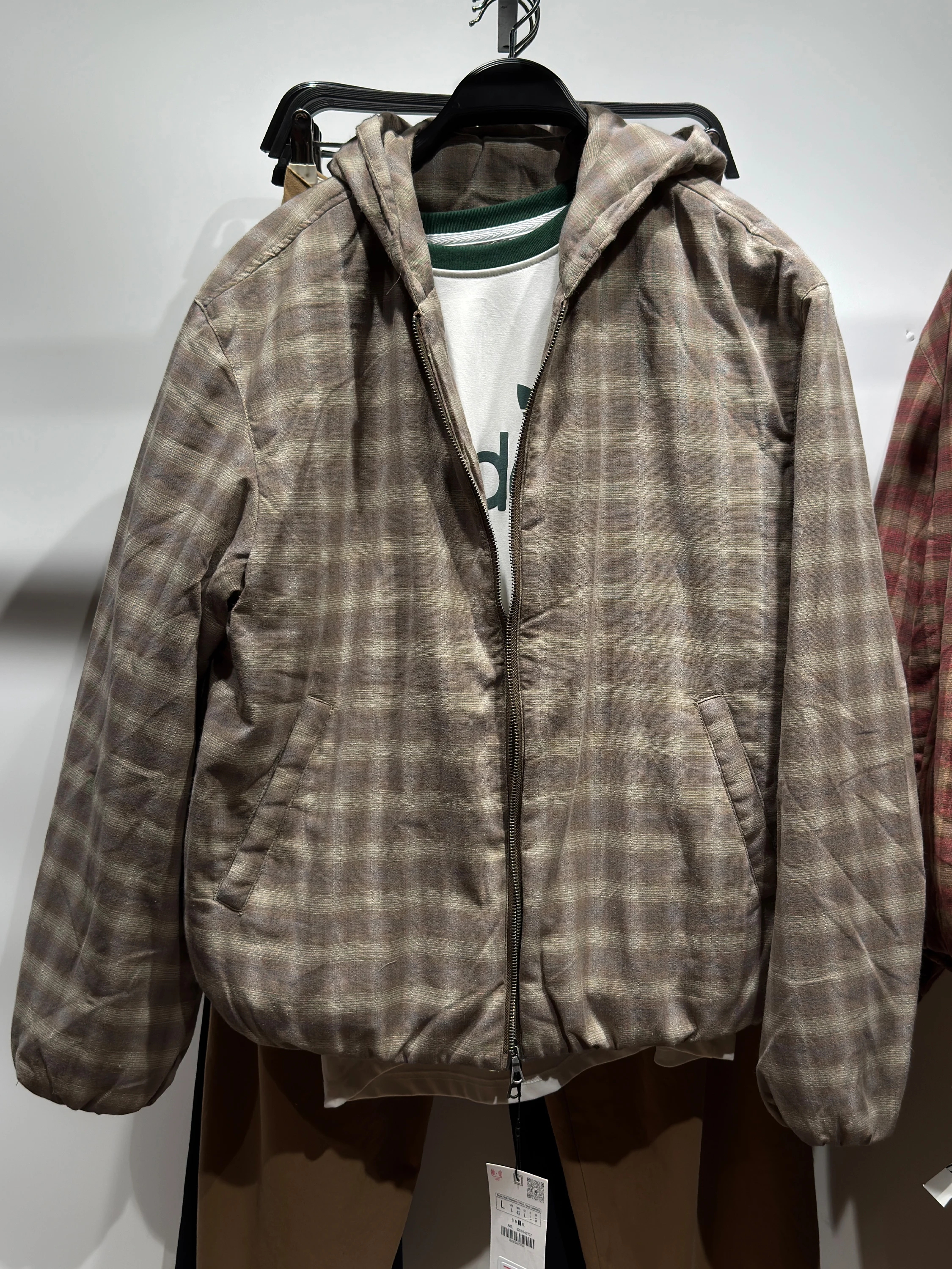 

New Arrival Men's Cotton Hooded Plaid Jaet Loose Fit Comfortable Casual Sle Long Sve Zipper Closure ket Design Coat