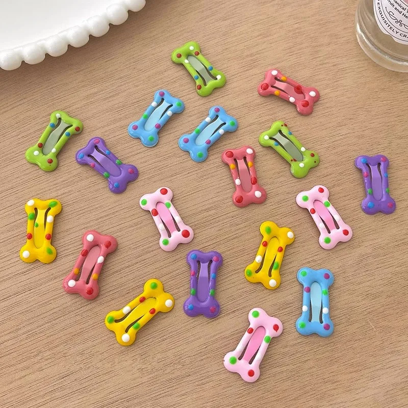 5/10/20pcs Dog Hair Clips Multicolor Barrettes Small Bone Snap Hair Clips for Dog Cat Pet Grooming Bows Pet Hair Accessories